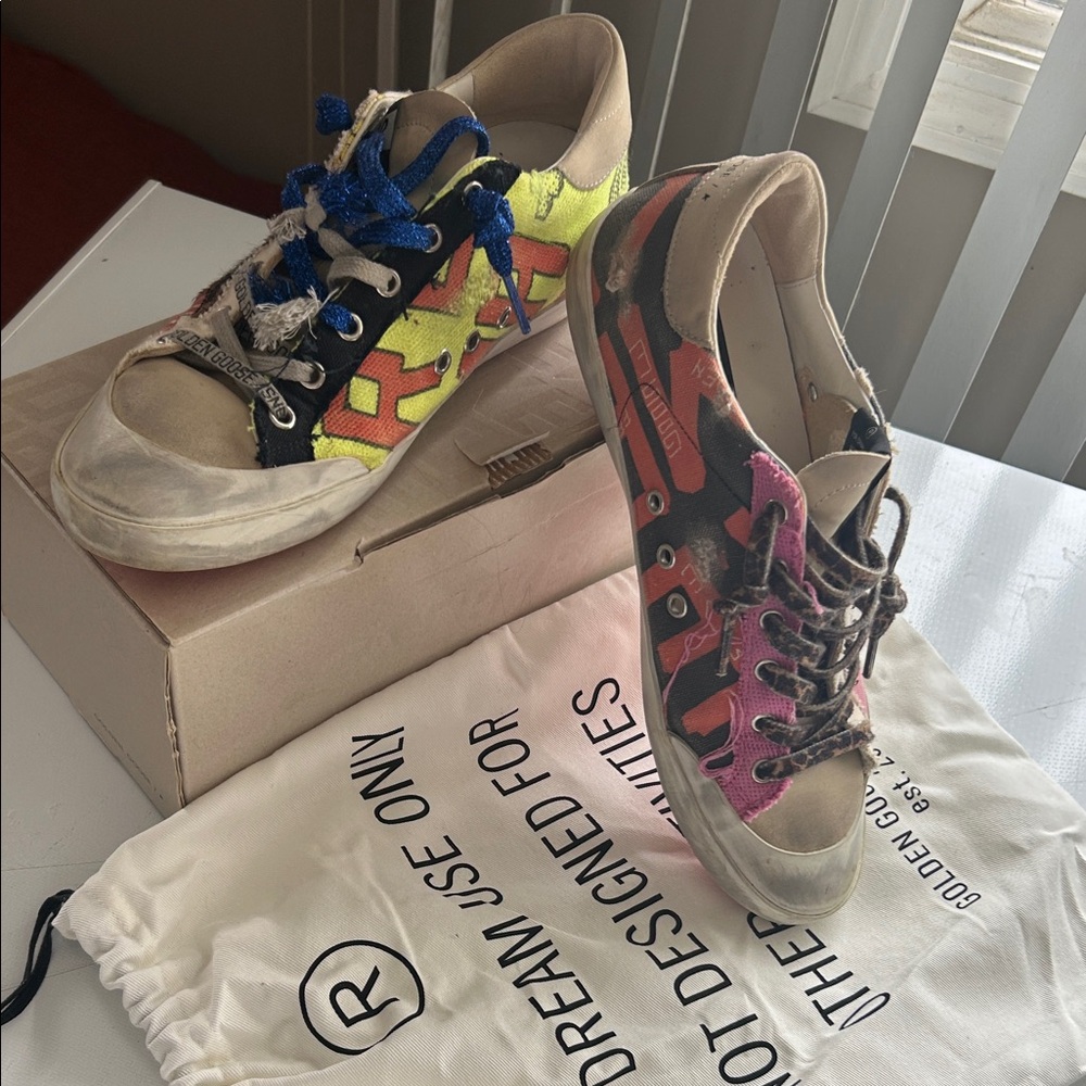 Golden Goose Multicolor Graphic Sneakers
